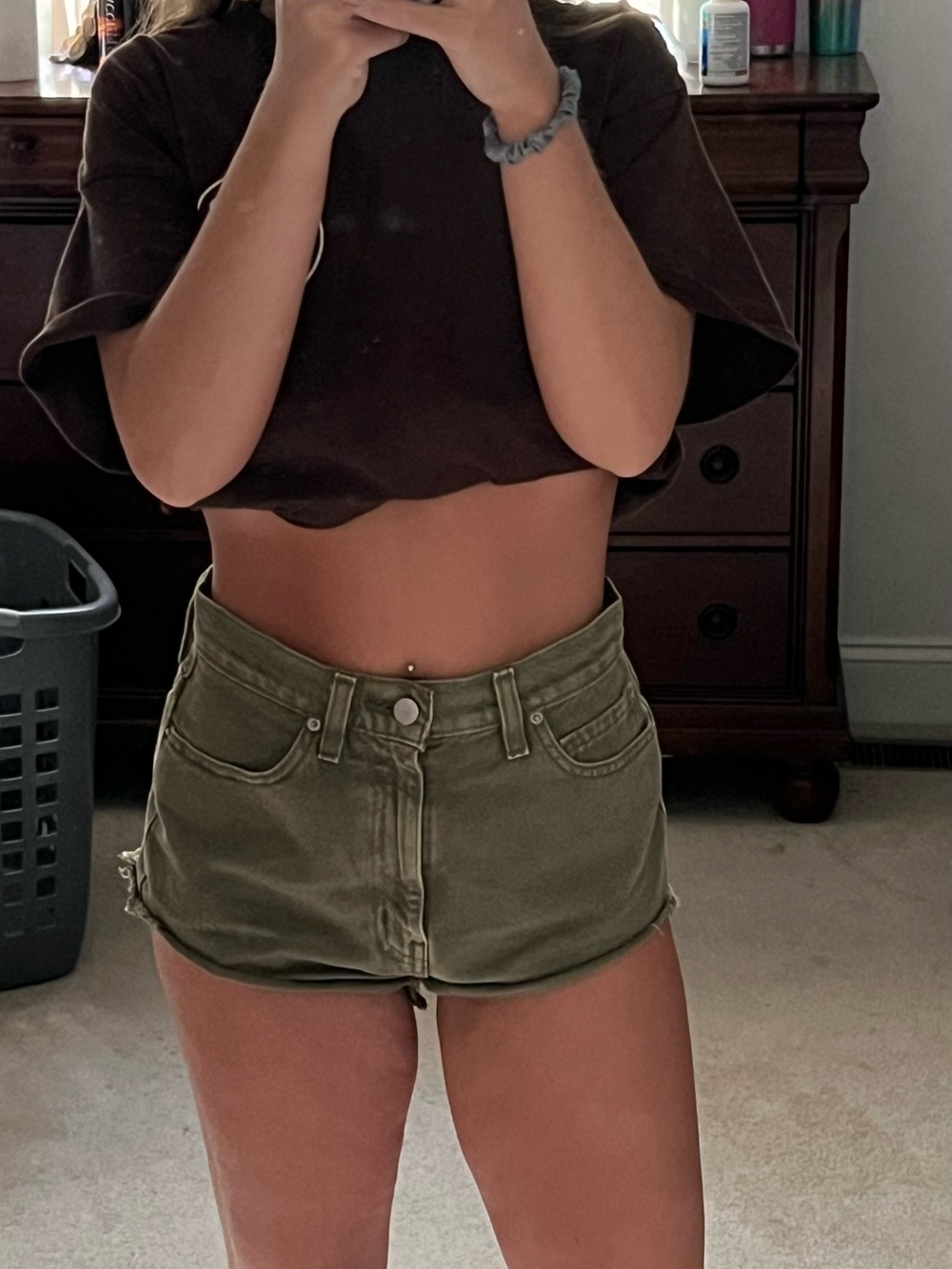 Urban Outfitters Green Denim Cutoff Shorts